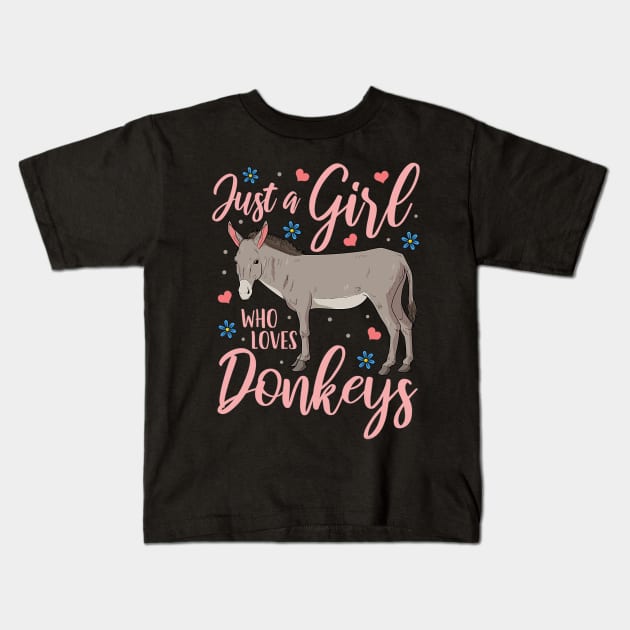 Donkey Just a Girl Who Loves Donkeys Funny Donkey Lover Kids T-Shirt by cloutmantahnee